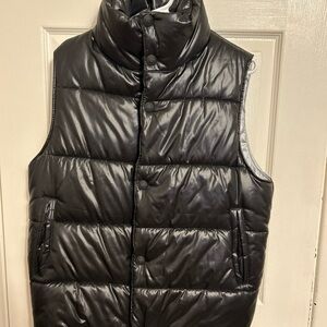 Y2K Bowie By Keansn Duffy Men’s Small Gloss Black Puffer Vest Adjustable Bottom